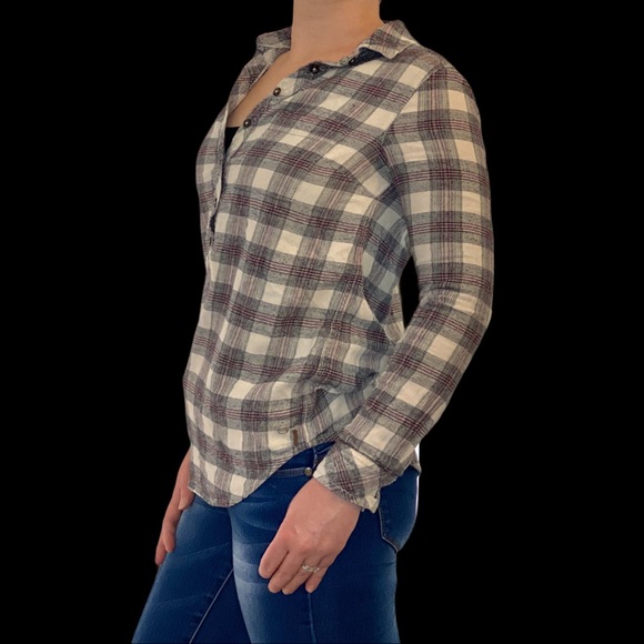 Roots Oversized Plaid Flannel Henley - Picture 3 of 16